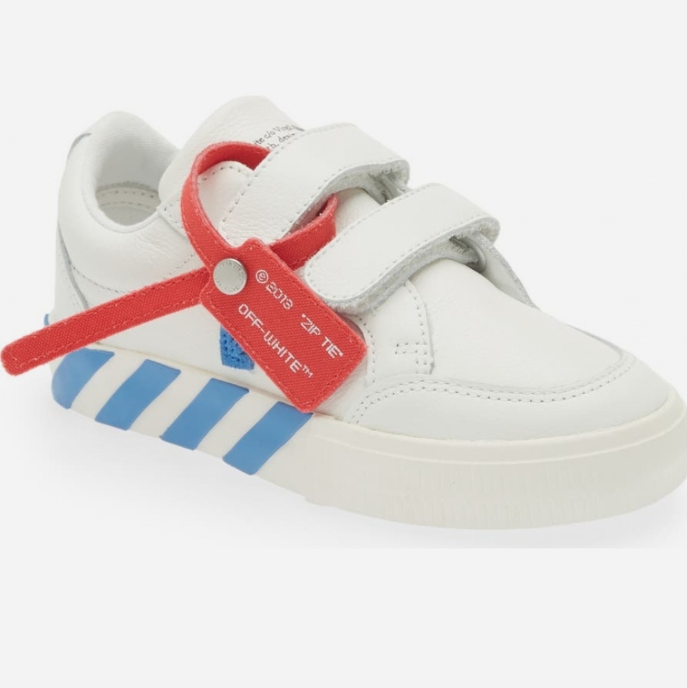 Off-White Kids White and Blue Sneakers. Proof Of Purchase Included